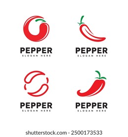 Spicy chili logo vector, red pepper logo icon template