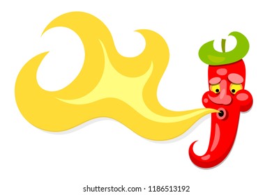 Spicy chili Pepper breathing fire. Pepper and fire . Vector illustration .