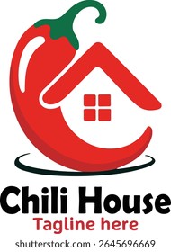 Spicy Chili Pepper House Logo: Modern, Bold, and Vibrant Design for Restaurant Branding.