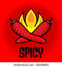 Spicy Chili Pepper label or sticker, vector illustration