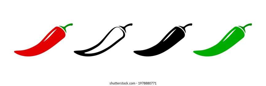 Spicy chili pepper vector icons. Mild to spicy and red chilly pepper red icons for burgers fastfood