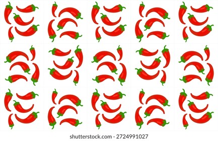 spicy chili pepper vector icons set. chili vector illustration.