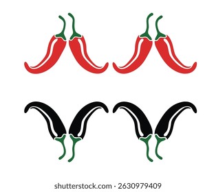 Spicy Chili Peppers Red and Black Chili Pepper Illustrations, Vector Graphics for Food, Restaurant, and Mexican Cuisine Designs