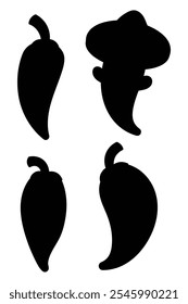 Spicy Chili Peppers Silhouettes for Food and Spice Designs