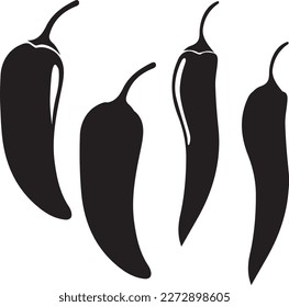 Spicy chili peppers silhouettes icon