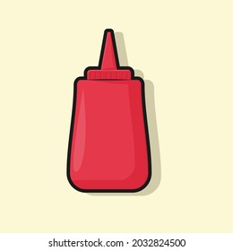 spicy chili sauce in the bottler illustration icon for food and beverage