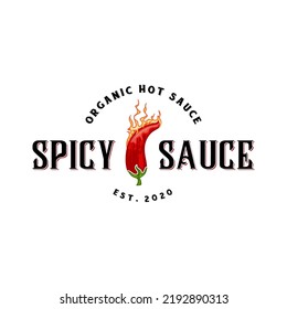 Spicy Chili Sauce Emblem Logo Design. The Concept Of Chili And Fire, For Sauce Products, Spicy Foods And Others.
Hot Sauce Logo Design. Chili And Spices Concept, For Sauce Label, Spicy Food.