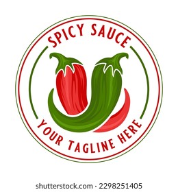 spicy chili sauce emblem logo design. the concept of chilli and fire, for sauce products, spicy foods and others.