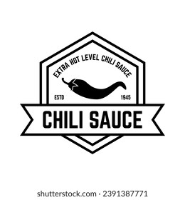 spicy chili sauce emblem logo design. the concept of chilli and fire, for sauce products, spicy foods and others.