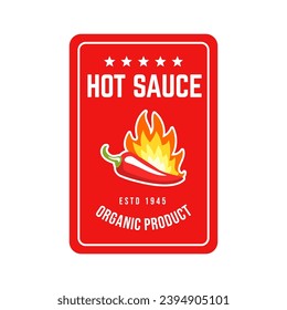 spicy chili sauce emblem logo design. the concept of chilli and fire, for sauce products, spicy foods and others.