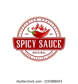 spicy chili vector logo design. red chili and fire concept, for spicy food product label