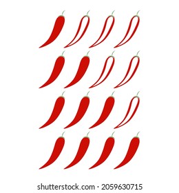 Spicy chilli pepper level isolated on white background. Symbol for food menu restaurant in flat style. Vector illustration design.