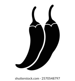 Spicy Chilli Silhouette Icon for Hot Food and Art Designs