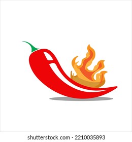 Spicy chilli vegetable, Extra spicy pepper. Icons with pepper on fire. Vector illustration isolated on white background.