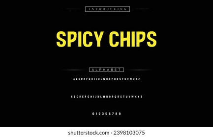 Spicy Chips Modern Bold Font. Sans Serif Font. Regular Italic Uppercase Lowercase Typography urban style alphabet fonts for fashion, sport, technology, digital, movie, logo design, vector