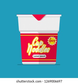 Spicy cup noodles vector flat design.