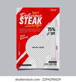 Spicy and delicious steak flyer promotion template