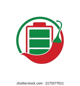 Concepto del logotipo del vector de energía picante. Plantilla de diseño del logotipo de la batería chile.