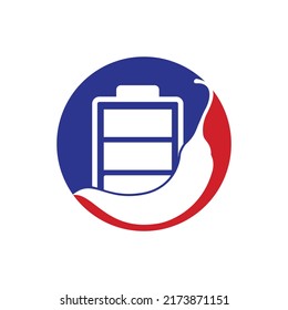 Spicy energy vector logo concept. Chili battery logo design template.