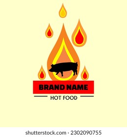 spicy fire pork logo. vintage hot pork fire vector icon illustration with fire effect suitable for fast food restaurant icon and so on.vector illustration