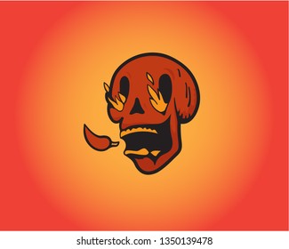 Spicy fire skull - vector