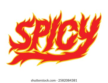 Spicy flaming illustrative word lettering art design.  Vector design illustration for web, t-shirt design, other graphic design use