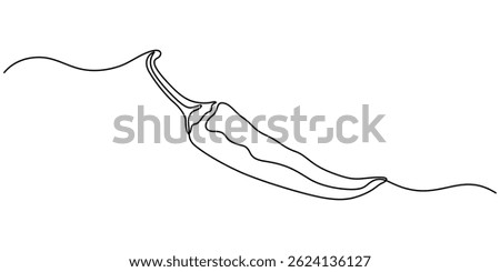 Spicy Flavor Concept – Continuous Line Hot Pepper Illustration, Fresh Pepper Continuous Line Editable Stroke Line, Red And Green Chili On White Background, Chili pepper, Chili pepper Icon