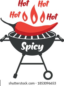 Spicy food chile BBQ Grill icon symbols vector