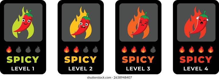 Spicy Food Level Indicator With Cartoon Chili Pepper Design