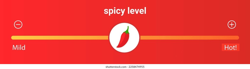 Spicy food level sauce hot sticker meter. Spicy level chili heat taste meter vector flavor cpicey