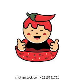 Spicy food logo design. spicy food character. chili mascot logo. 