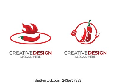 Spicy Food Logo Template Using Hot Chili Icon