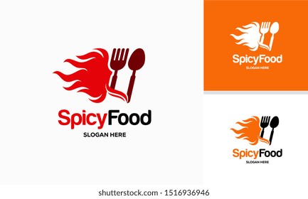Spicy Food Logo template vector, Hot Food Fire logo designs template