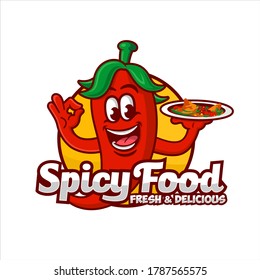 Ilustración de diseño de vectores con logotipo de comida picante