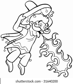 Spicy Food Mexican Cartoon Line Art