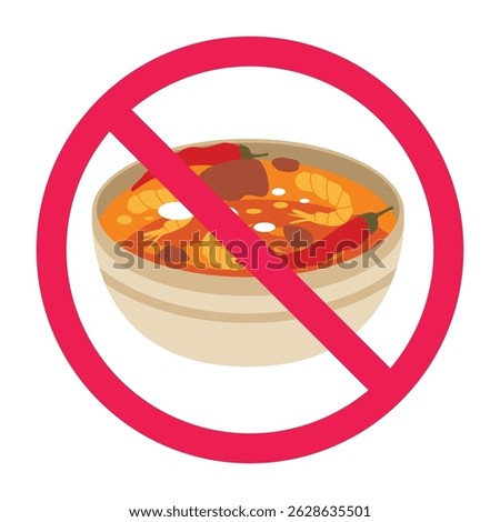 Spicy food prohibited sign vector illustration. No spicy food sign vector. Do not eat spicy food