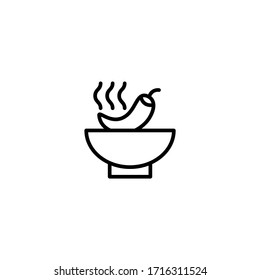 Icono de vector de comida picante en lineal, icono de contorno aislado en fondo blanco