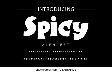 Spicy Funky colorful cartoon font type. Vector alphabet