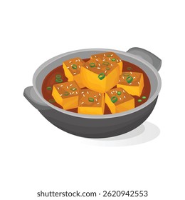 Spicy Gochujang Tofu vector illustration