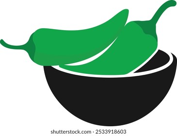 Spicy green Chili, hot peppers. Vector illustration isolated on white background