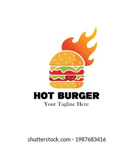 Spicy Hot Burger With Chicken and Meat Restaurant Logo Design