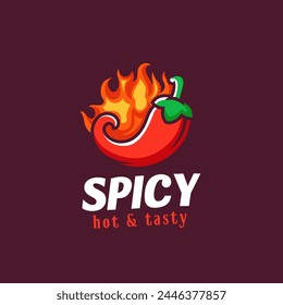 Spicy Hot Chili logo with fire
