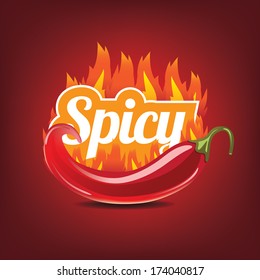 Spicy jalapeÃ?Â±o icon on red background EPS 10 vector, grouped for easy editing. No open shapes or paths.