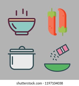 spicy icon set. vector set about chilli, seasoning and soup icons set.