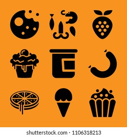 spicy, indulgence, muffin, unhealthy, many and rustic icon vector set. Flat vector design with filled icons. Designed for web and software interfaces