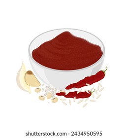 Spicy Korean fermented sauce Gochujang vector illustration logo