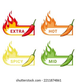 Spicy level hot chili red pepper. Vector image.