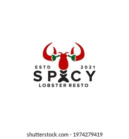 Spicy lobster restaurant logo design vector template