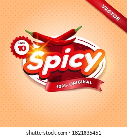 Spicy logo, label, badge or sticker. Fresh natural spicy for market, packing, or business. Vector illustration.