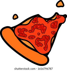 Spicy meat bite pizza vector cartoon illustration